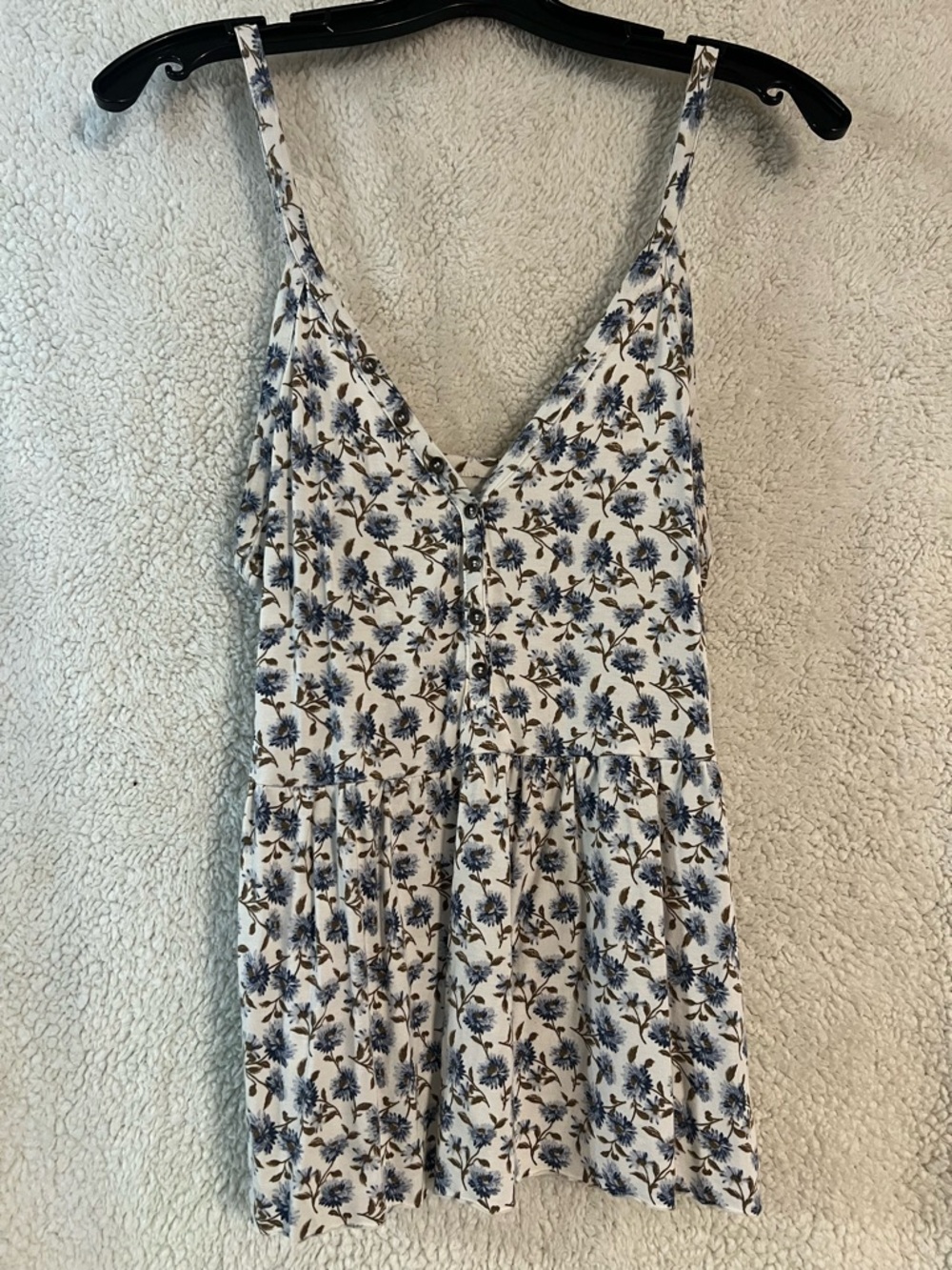 American Eagle Outfitters White Cami with Blue Floral Pattern